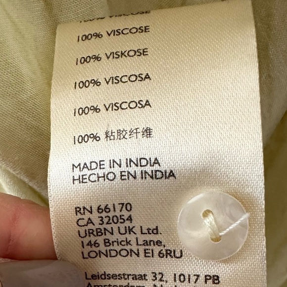 Pilcro Anthropologie liquid stone wash yellow green button down boho size S NWT - Picture 10 of 11